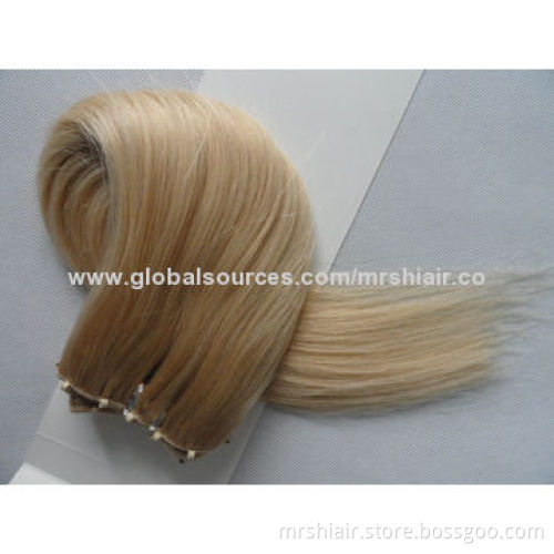 20-inch 16# Light Brown Straight Weighs 100g Malaysian Micro Ez Weft Hair